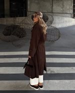 ترنچ کت مخمل قهوه ای - Image 4