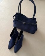بوت کابویی چرم سورمه ای