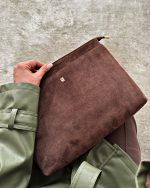 کیف کلاچ چرم قهوه ای  کتابی - Image 2