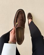 کالج چرم قهوه ای چیندار k133 - Image 2