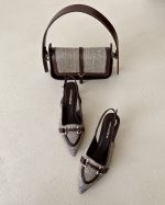 کیف حصیری چرم قهوه ای - Image 3
