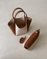 کیف کنفی چرم عسلی